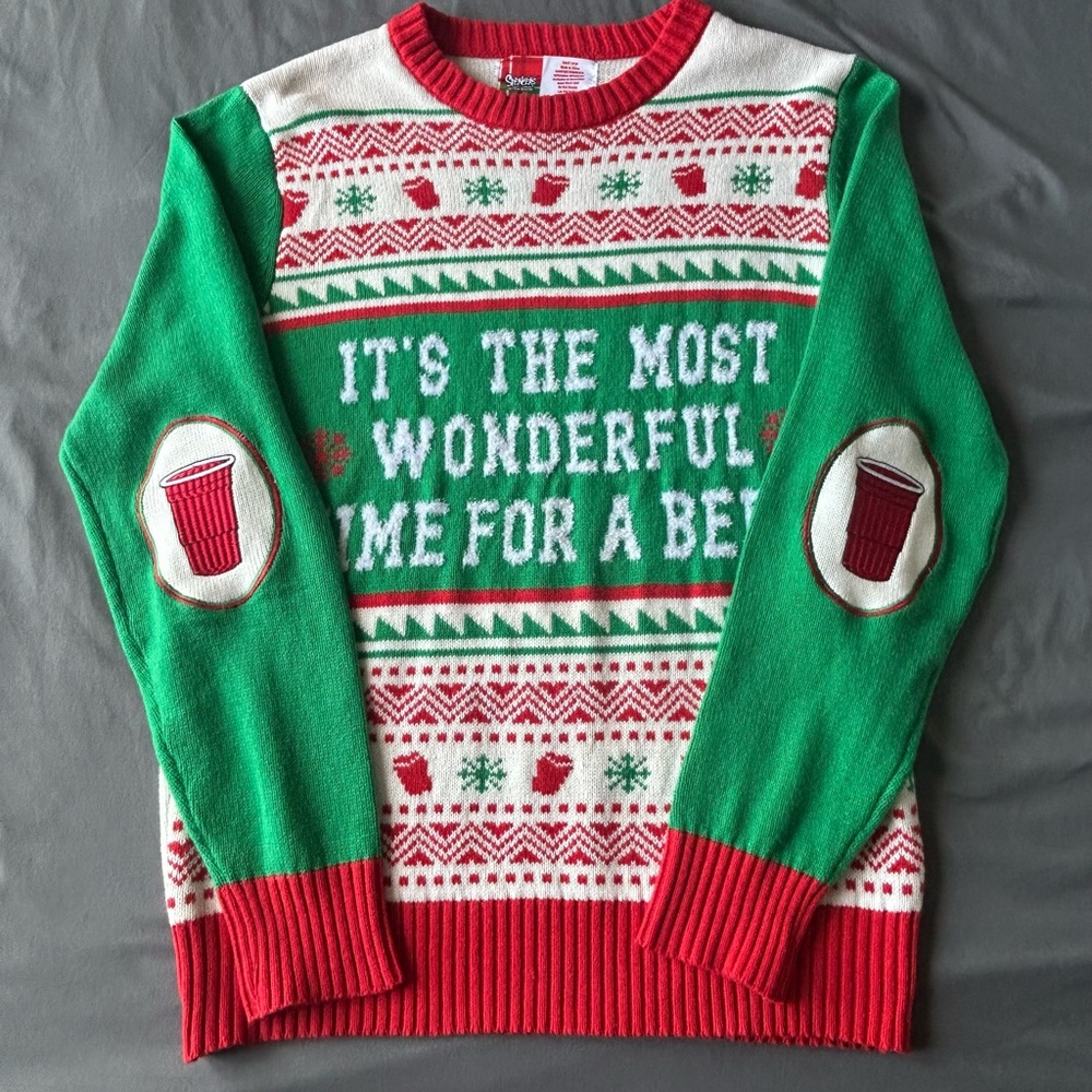 Spencer’s Adult Large Wonderful Time For a Beer Christmas Sweater